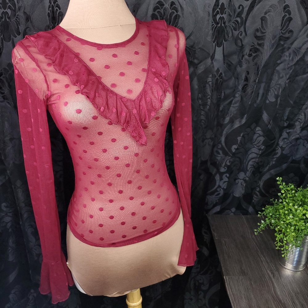Sheer maroon top